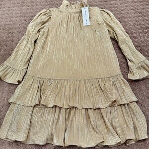 Janie and Jack Shimmering Gold Ruffle Dress